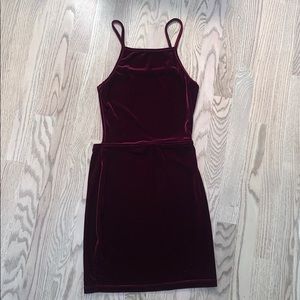 Dark Red Velvet Misguided Mini-Dress